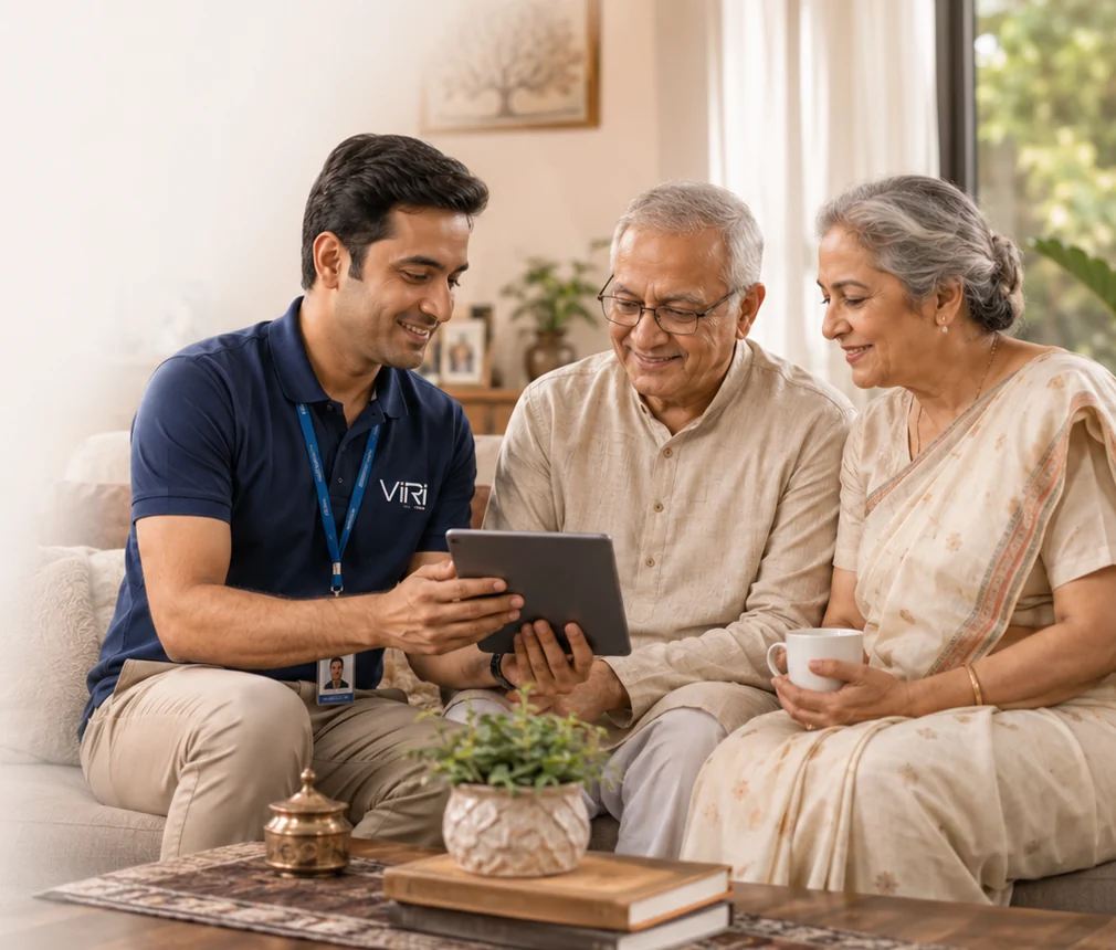 ViRi relationship manager helping elderly Indian parents at home